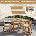 Ensemble de bar de patio rustique 5 pièces Whisen, ensemble table et chaises de patio avec chaises ergonomiques et plateau de table à lattes