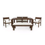 Ensemble de salle à manger Whisen pour 6 personnes, Mobilier d'extérieur avec trou pour parasol, table, chaises et banc