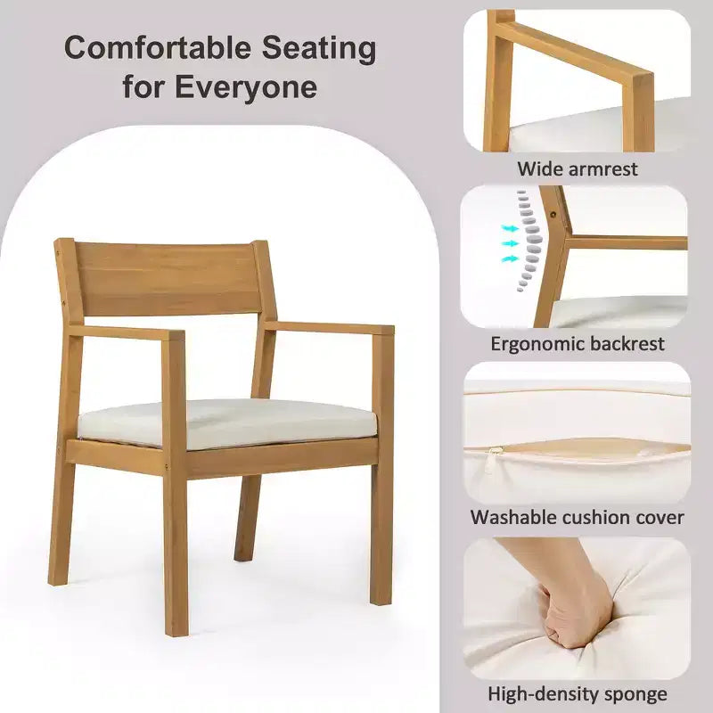 Ensemble de salle à manger Whisen pour 6 personnes, Mobilier d'extérieur avec trou pour parasol, table, chaises et banc