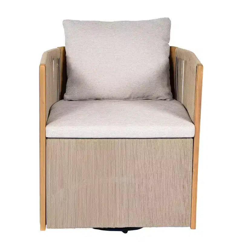 Christopher Knight Home Carter Set da Pranzo da Esterno Moderno in Legno di Acacia, 5 Pezzi, con Tavolo Rettangolare e 4 Sedie Girevoli in Corda