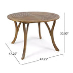 Christopher Knight Home Everett Set da pranzo moderno per patio da 5 pezzi in legno di acacia con tavolo rotondo e 4 sedie girevoli in corda
