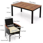 Gymax Set da Pranzo da Esterno 7 Pezzi con Sedie Imbottite con Braccioli, Superficie in Legno di Acacia, Foro per Ombrellone per Giardino, Cortile, Piscina
