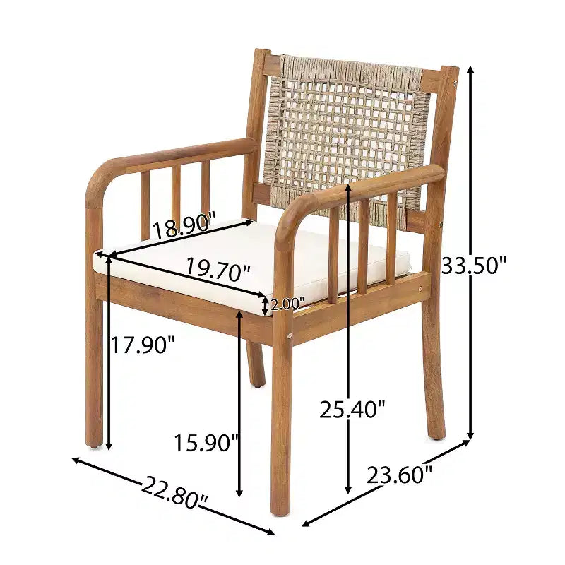 Christopher Knight Home Petronela Patio Rustico da Giardino 7 Pezzi in Legno di Acacia e Rattan