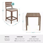 Set da patio Martha Stewart Bedford da 5 pezzi in alluminio, 4 sgabelli da bar con cuscini, tavolo da patio quadrato da 35,5 pollici