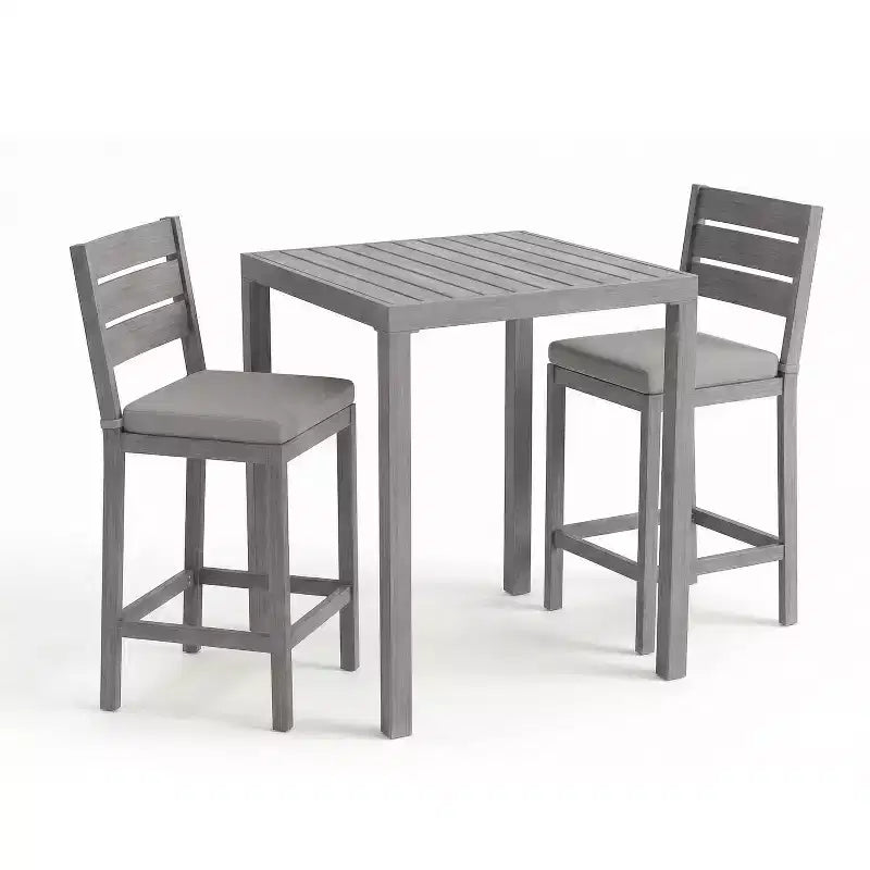 Ensemble de patio 5 pièces en aluminium Martha Stewart Bedford, 4 tabourets de bar avec coussins, table de patio carrée de 35,5 po