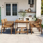 GDFStudio Lena Set da pranzo da esterno 5 pezzi in legno di acacia con tavolo rettangolare da 150 cm e foro per ombrellone