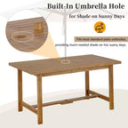 GDFStudio Lena Set da pranzo da esterno 5 pezzi in legno di acacia con tavolo rettangolare da 150 cm e foro per ombrellone