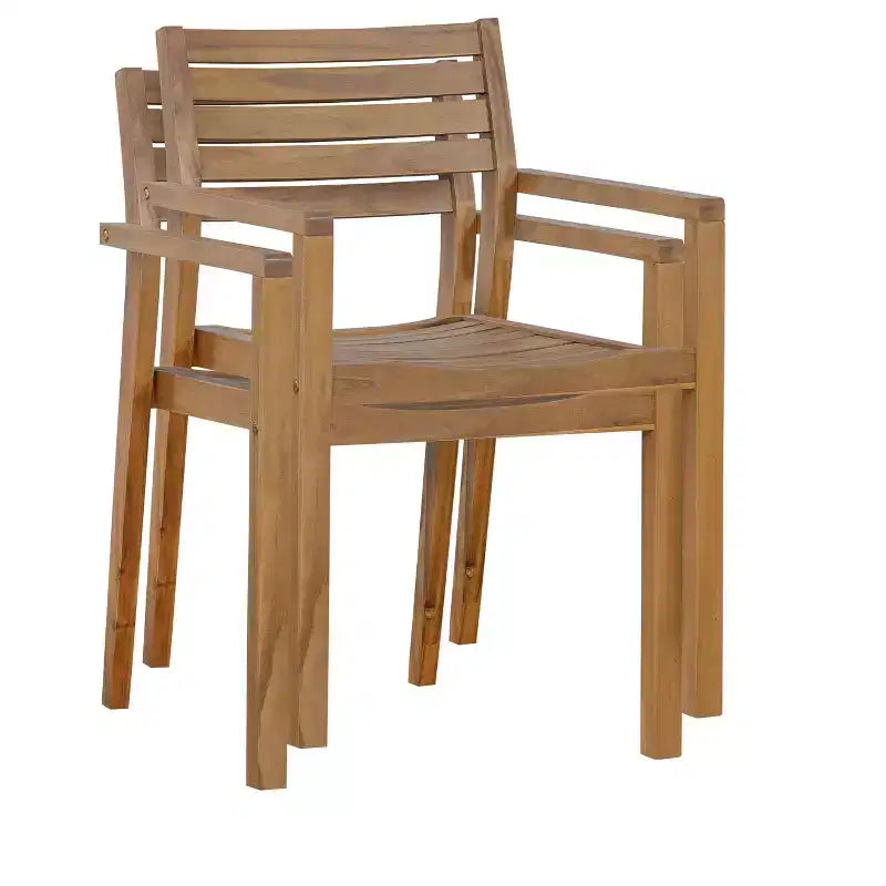 GDFStudio Lena Set da pranzo da esterno 5 pezzi in legno di acacia con tavolo rettangolare da 150 cm e foro per ombrellone