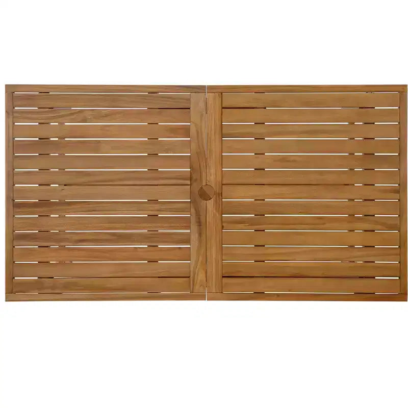 GDFStudio Lena Set da pranzo da esterno 5 pezzi in legno di acacia con tavolo rettangolare da 150 cm e foro per ombrellone
