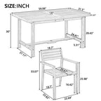 GDFStudio Lena Set da pranzo da esterno 5 pezzi in legno di acacia con tavolo rettangolare da 150 cm e foro per ombrellone