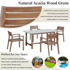 GDFStudio Lena Set da pranzo da esterno 5 pezzi in legno di acacia con tavolo rettangolare da 150 cm e foro per ombrellone