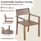 GDFStudio Lena Set da pranzo da esterno 5 pezzi in legno di acacia con tavolo rettangolare da 150 cm e foro per ombrellone