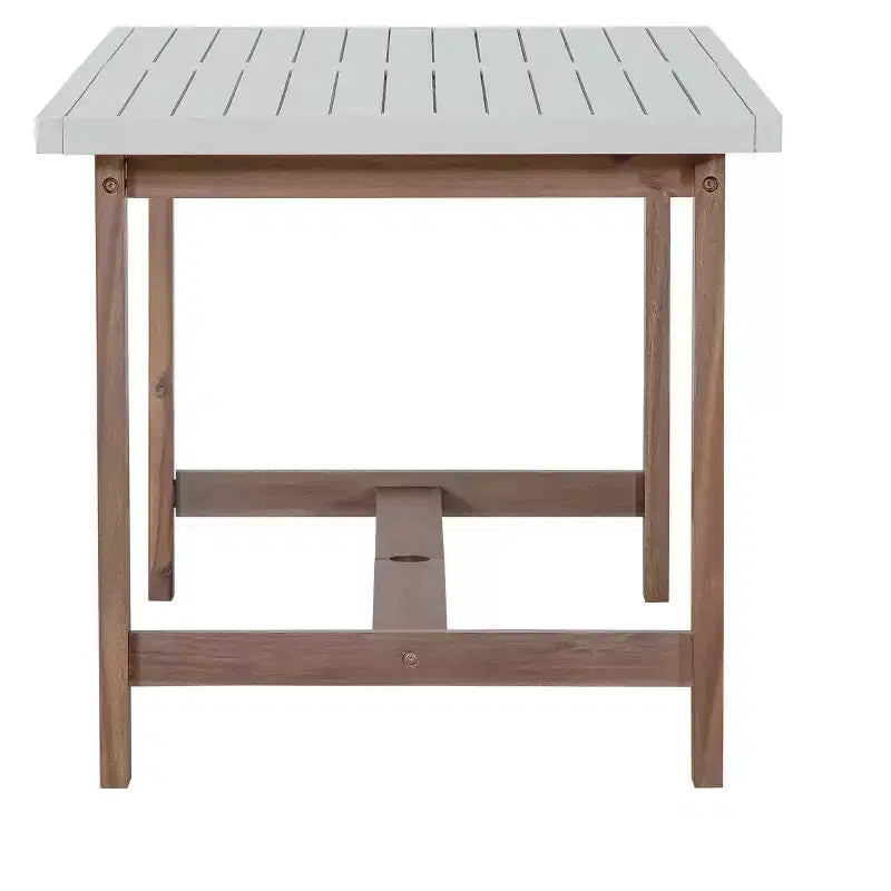 GDFStudio Lena Set da pranzo da esterno 5 pezzi in legno di acacia con tavolo rettangolare da 150 cm e foro per ombrellone