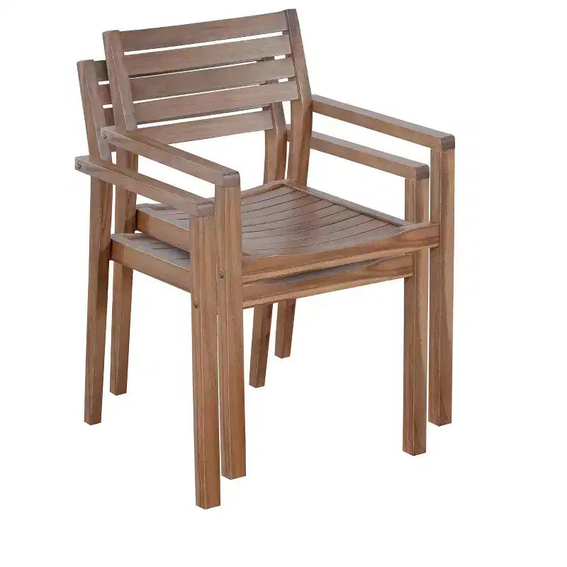 GDFStudio Lena Set da pranzo da esterno 5 pezzi in legno di acacia con tavolo rettangolare da 150 cm e foro per ombrellone