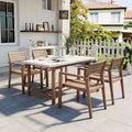 GDFStudio Lena Set da pranzo da esterno 5 pezzi in legno di acacia con tavolo rettangolare da 150 cm e foro per ombrellone