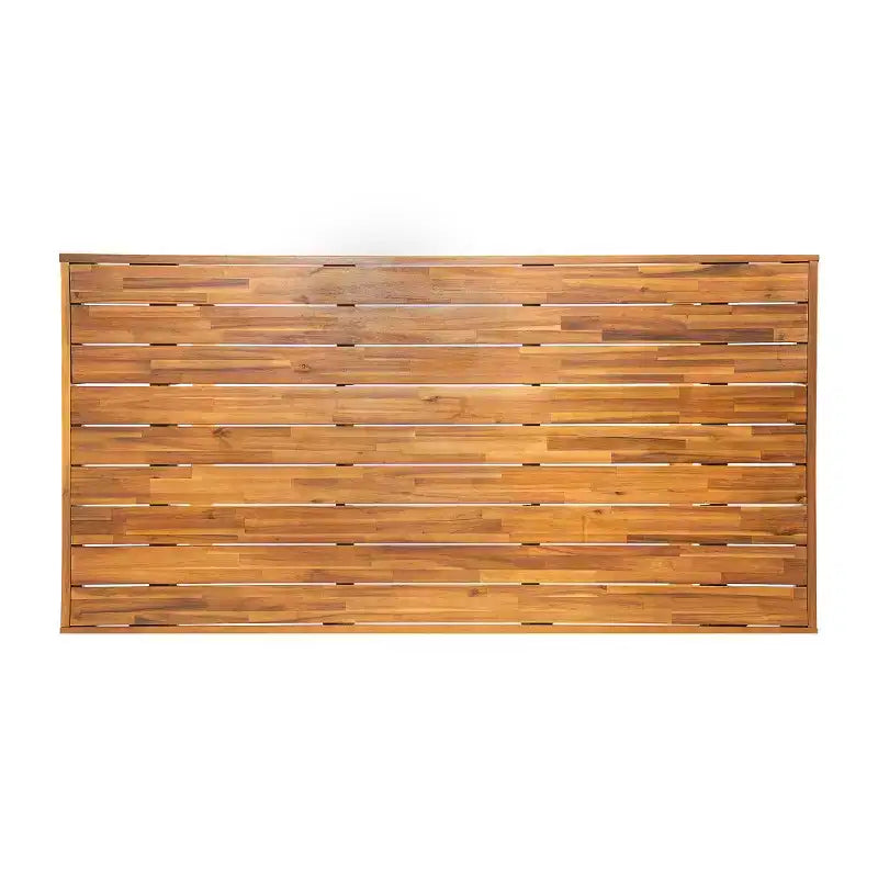 Set da pranzo da esterno a 7 pezzi in legno di acacia, moderno tavolo rettangolare con 6 sedie imbottite per patio, cortile, terrazza e bordo piscina-Panipeachy