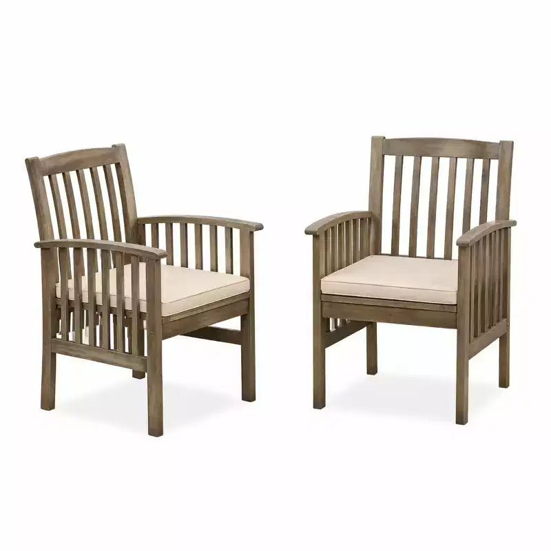 Set da pranzo da esterno a 7 pezzi in legno di acacia, moderno tavolo rettangolare con 6 sedie imbottite per patio, cortile, terrazza e bordo piscina-Panipeachy
