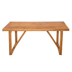 Set da pranzo da esterno a 7 pezzi in legno di acacia, moderno tavolo rettangolare con 6 sedie imbottite per patio, cortile, terrazza e bordo piscina-Panipeachy