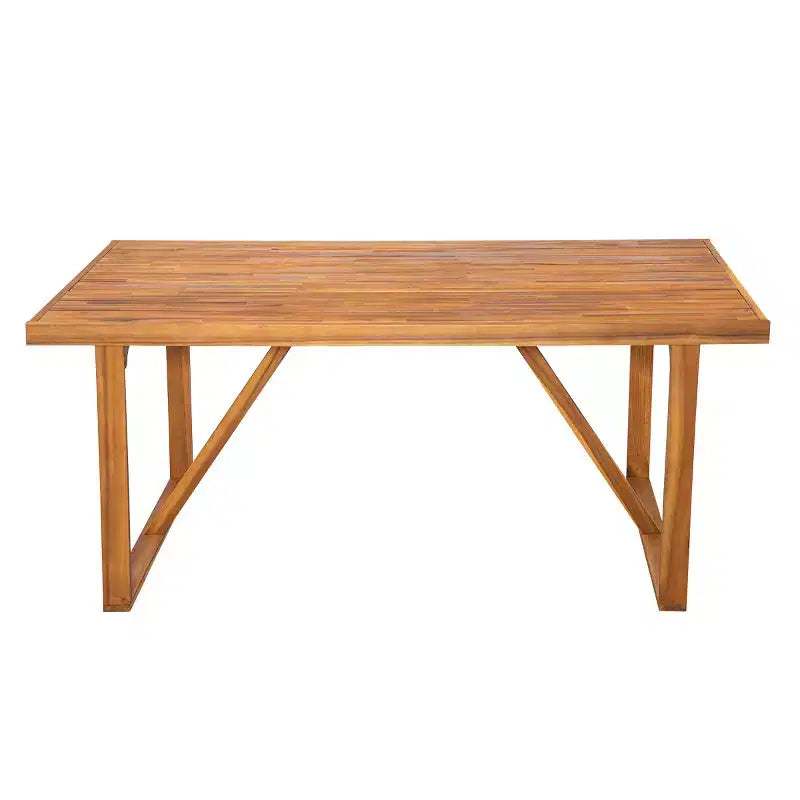Set da pranzo da esterno a 7 pezzi in legno di acacia, moderno tavolo rettangolare con 6 sedie imbottite per patio, cortile, terrazza e bordo piscina-Panipeachy