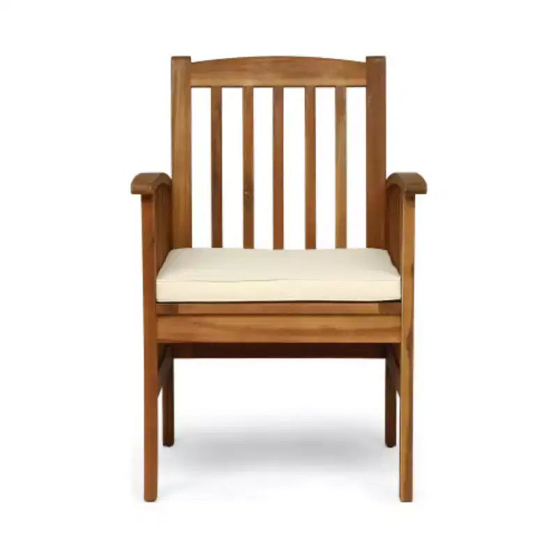 Set da pranzo da esterno a 7 pezzi in legno di acacia, moderno tavolo rettangolare con 6 sedie imbottite per patio, cortile, terrazza e bordo piscina-Panipeachy