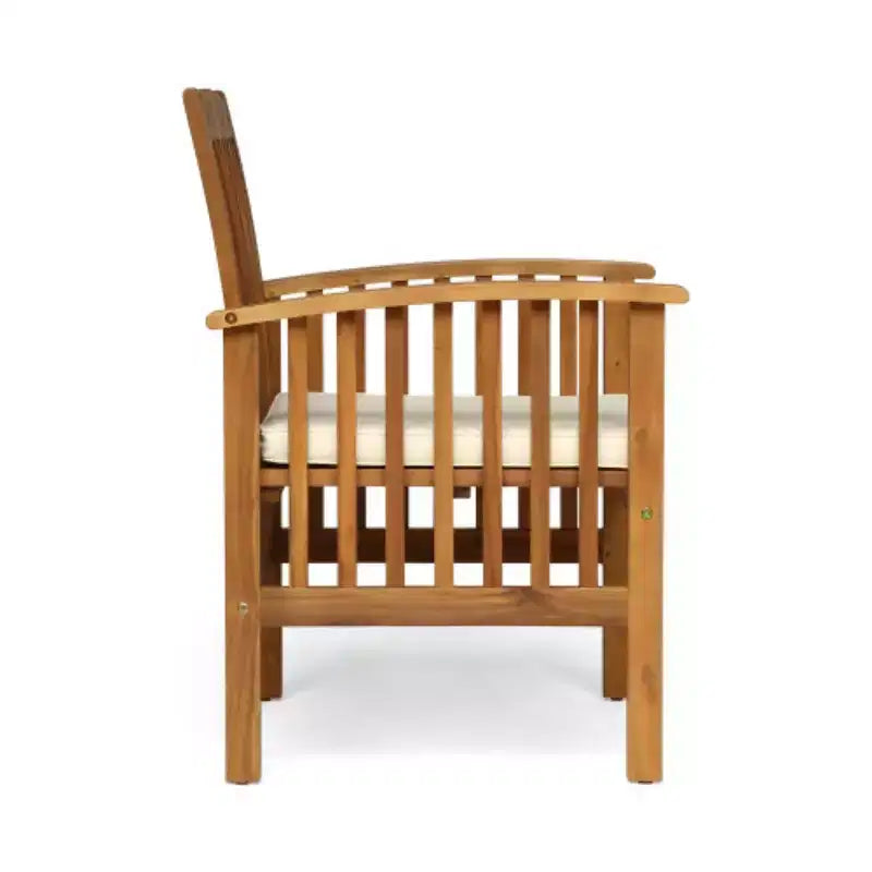 Set da pranzo da esterno a 7 pezzi in legno di acacia, moderno tavolo rettangolare con 6 sedie imbottite per patio, cortile, terrazza e bordo piscina-Panipeachy