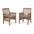 Set da pranzo da esterno a 7 pezzi in legno di acacia, moderno tavolo rettangolare con 6 sedie imbottite per patio, cortile, terrazza e bordo piscina-Panipeachy