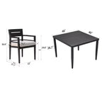 Set da Pranzo Moderno da Esterno a 5 Pezzi in Alluminio, Tavolo Quadrato con Foro per Ombrellone e 4 Poltrone Imbottite per Patio, Terrazza, Giardino-Panipeachy
