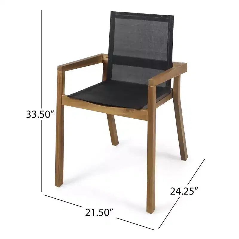Set da Tavolo da Pranzo Estensibile da Esterno in Legno a 7 Pezzi, 6 Sedie a Rete con Telaio in Legno, Set di Mobili da Patio Moderni per il Giardino-Panipeachy