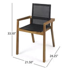 Set da Tavolo da Pranzo Estensibile da Esterno in Legno a 7 Pezzi, 6 Sedie a Rete con Telaio in Legno, Set di Mobili da Patio Moderni per il Giardino-Panipeachy