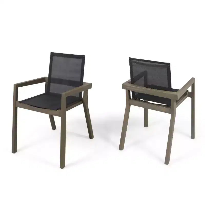 Set da Tavolo da Pranzo Estensibile da Esterno in Legno a 7 Pezzi, 6 Sedie a Rete con Telaio in Legno, Set di Mobili da Patio Moderni per il Giardino-Panipeachy