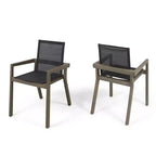 Set da Tavolo da Pranzo Estensibile da Esterno in Legno a 7 Pezzi, 6 Sedie a Rete con Telaio in Legno, Set di Mobili da Patio Moderni per il Giardino-Panipeachy