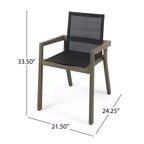 Set da Tavolo da Pranzo Estensibile da Esterno in Legno a 7 Pezzi, 6 Sedie a Rete con Telaio in Legno, Set di Mobili da Patio Moderni per il Giardino-Panipeachy