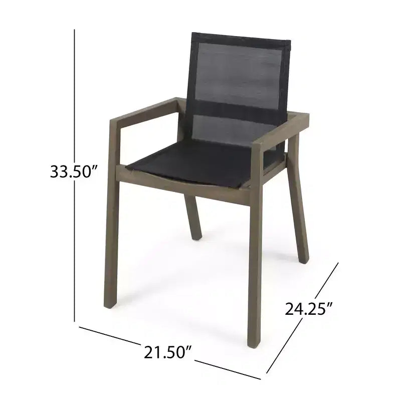 Set da Tavolo da Pranzo Estensibile da Esterno in Legno a 7 Pezzi, 6 Sedie a Rete con Telaio in Legno, Set di Mobili da Patio Moderni per il Giardino-Panipeachy