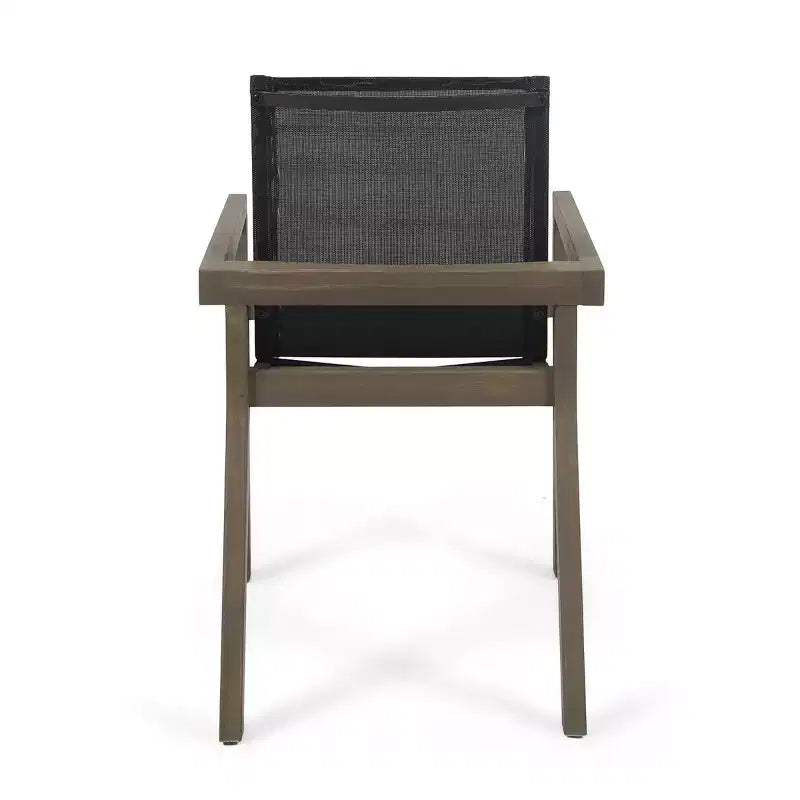 Set da Tavolo da Pranzo Estensibile da Esterno in Legno a 7 Pezzi, 6 Sedie a Rete con Telaio in Legno, Set di Mobili da Patio Moderni per il Giardino-Panipeachy