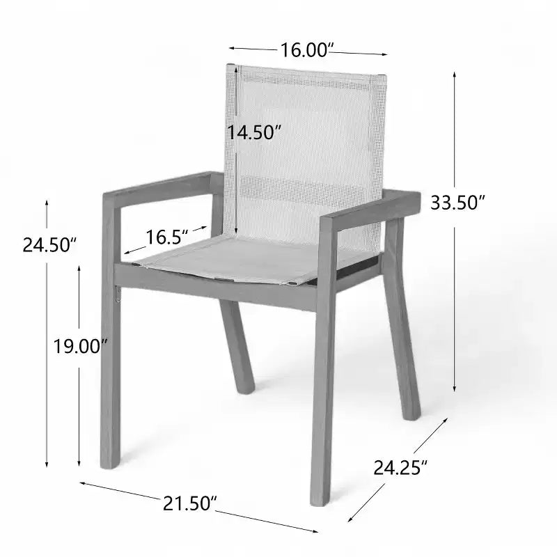 Set da Tavolo da Pranzo Estensibile da Esterno in Legno a 7 Pezzi, 6 Sedie a Rete con Telaio in Legno, Set di Mobili da Patio Moderni per il Giardino-Panipeachy