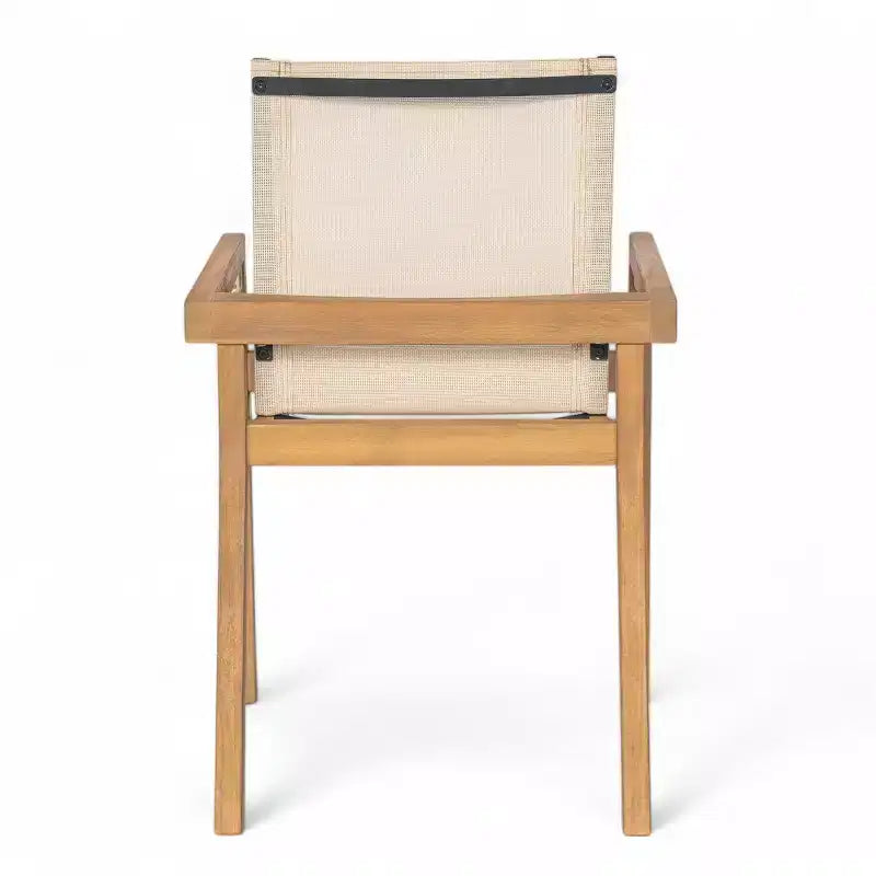Set da Tavolo da Pranzo Estensibile da Esterno in Legno a 7 Pezzi, 6 Sedie a Rete con Telaio in Legno, Set di Mobili da Patio Moderni per il Giardino-Panipeachy