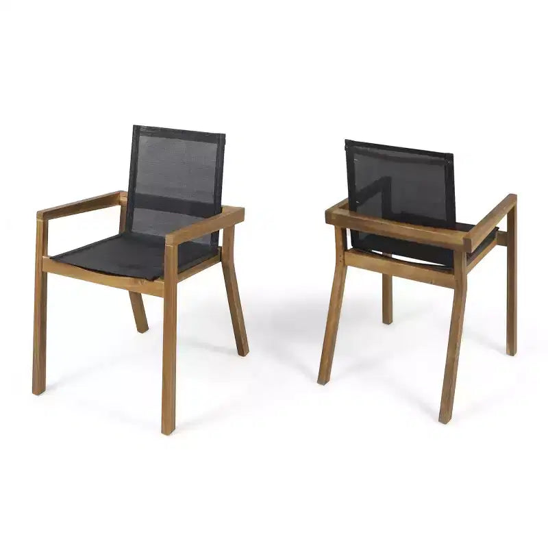 Set da Tavolo da Pranzo Estensibile da Esterno in Legno a 7 Pezzi, 6 Sedie a Rete con Telaio in Legno, Set di Mobili da Patio Moderni per il Giardino-Panipeachy