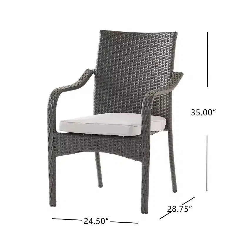 Christopher Knight Home Jose Ensemble de 5 chaises de patio modernes en fer avec design en rotin PE et table à manger en acacia
