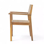 Christopher Knight Home Lucian Ensemble repas 5 pièces de jardin style ferme en bois d'acacia et osier avec coussins et table à lattes