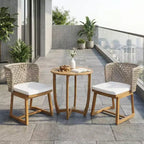 Christopher Knight Home Rohan, ensemble de 3 pièces moderne pour patio, chaises de salle à manger en acacia avec osier naturel et table de bistrot