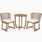 Christopher Knight Home Rohan, ensemble de 3 pièces moderne pour patio, chaises de salle à manger en acacia avec osier naturel et table de bistrot