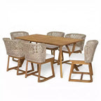 Christopher Knight Home Priya Ensemble de salle à manger d'extérieur 7 pièces moderne en acacia avec chaises en osier naturel et table à lattes