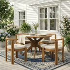 Christopher Knight Home Torin 5 Piece Patio Rustic Acacia Wood Dining Set with Cushions and Slatted Table