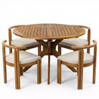 Christopher Knight Home Torin, ensemble de salle à manger d'extérieur 5 pièces en bois d'acacia rustique avec coussins et table à lattes