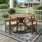 Christopher Knight Home Matteo 5 Piece Patio Rustic Acacia Wood Dining Set with Cushions and Slatted Table