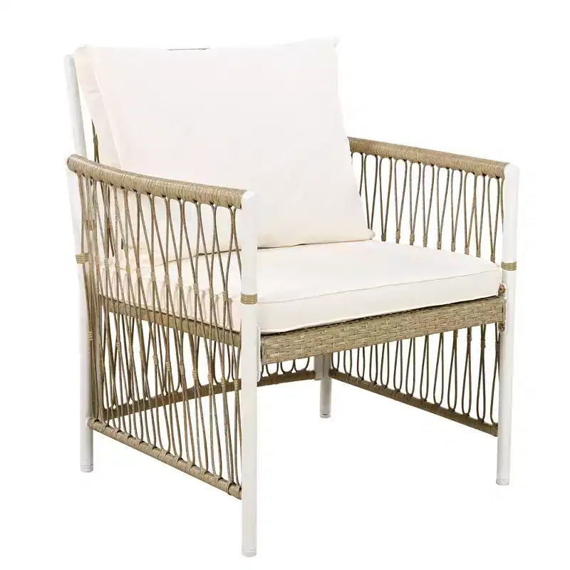 Set da pranzo da esterno 5/7 pz Mobili da pranzo da patio con 4/6 sedie a sdraio in rattan e tavolo in legno di acacia resistente alle intemperie, naturale - ModernLuxe