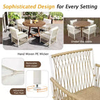 Set da pranzo da esterno 5/7 pz Mobili da pranzo da patio con 4/6 sedie a sdraio in rattan e tavolo in legno di acacia resistente alle intemperie, naturale - ModernLuxe