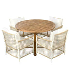 Set da pranzo da esterno 5/7 pz Mobili da pranzo da patio con 4/6 sedie a sdraio in rattan e tavolo in legno di acacia resistente alle intemperie, naturale - ModernLuxe