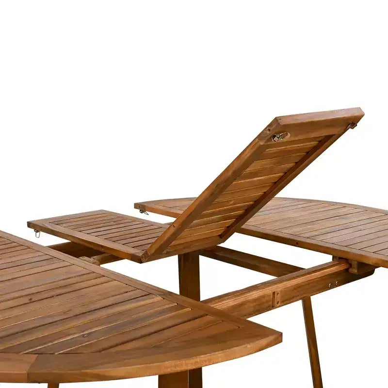 Set da pranzo da esterno 5/7 pz Mobili da pranzo da patio con 4/6 sedie a sdraio in rattan e tavolo in legno di acacia resistente alle intemperie, naturale - ModernLuxe
