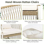 Set da pranzo da esterno 5/7 pz Mobili da pranzo da patio con 4/6 sedie a sdraio in rattan e tavolo in legno di acacia resistente alle intemperie, naturale - ModernLuxe
